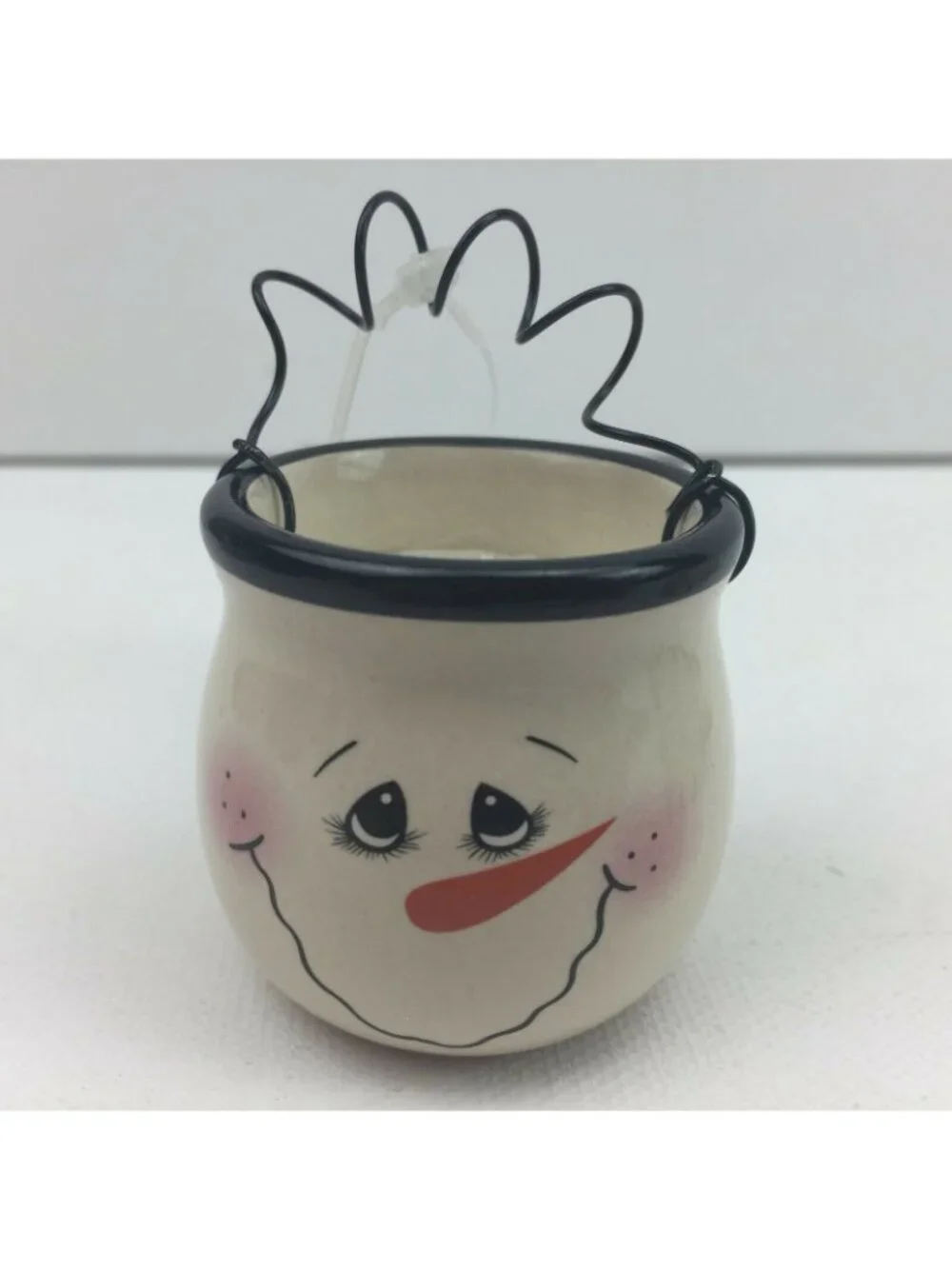 Primitive Snowman Gift Set Of 3 Votive Candle Holders Christmas Holiday Decor